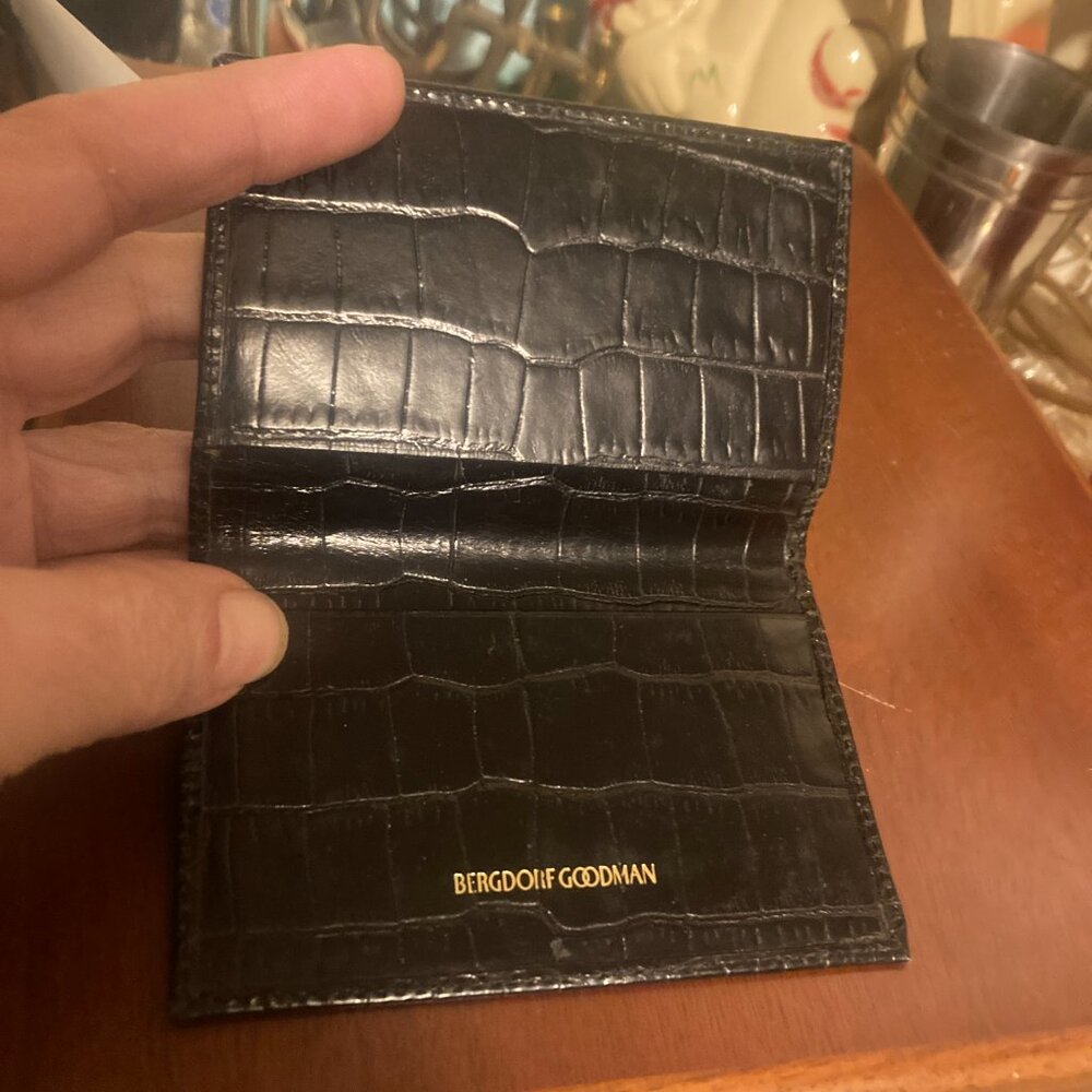 Men's Bergdorf goodman Croc-Embossed Card Case - Picture 2 of 5